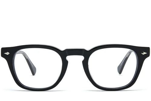 Lunettes ovales en acétate noir #BS0218-0386