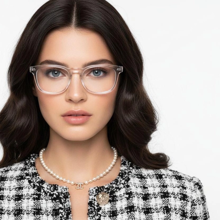 Gafas ovaladas de acetato transparente #BS0218-0388