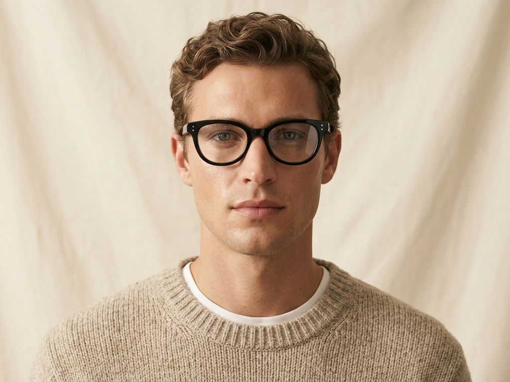 Occhiali ovali in acetato nero #BS0218-0390