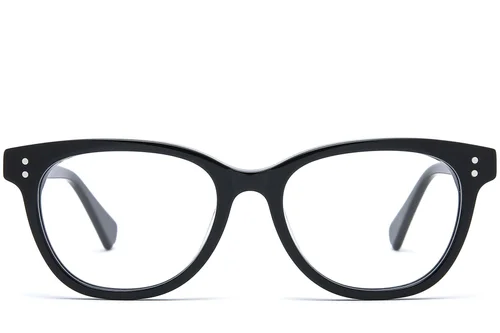 Lunettes ovales en acétate noir #BS0218-0390