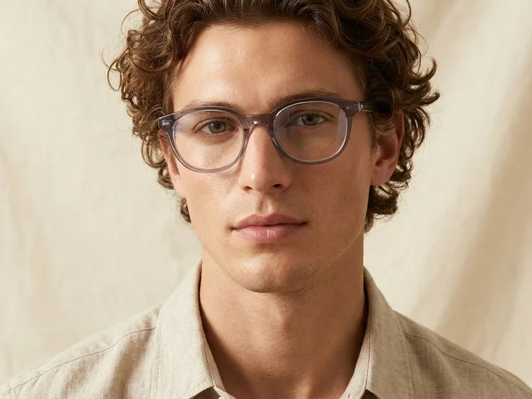 Gafas ovaladas de acetato gris #BS0218-0393
