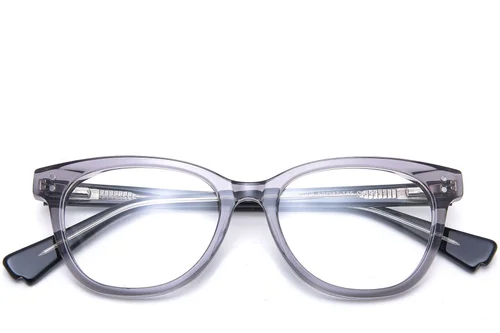 Lunettes ovales en acétate gris #BS0218-0393