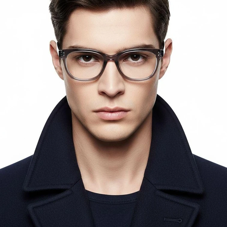 Oval Grey Acetate Glasses #BS0218-0393