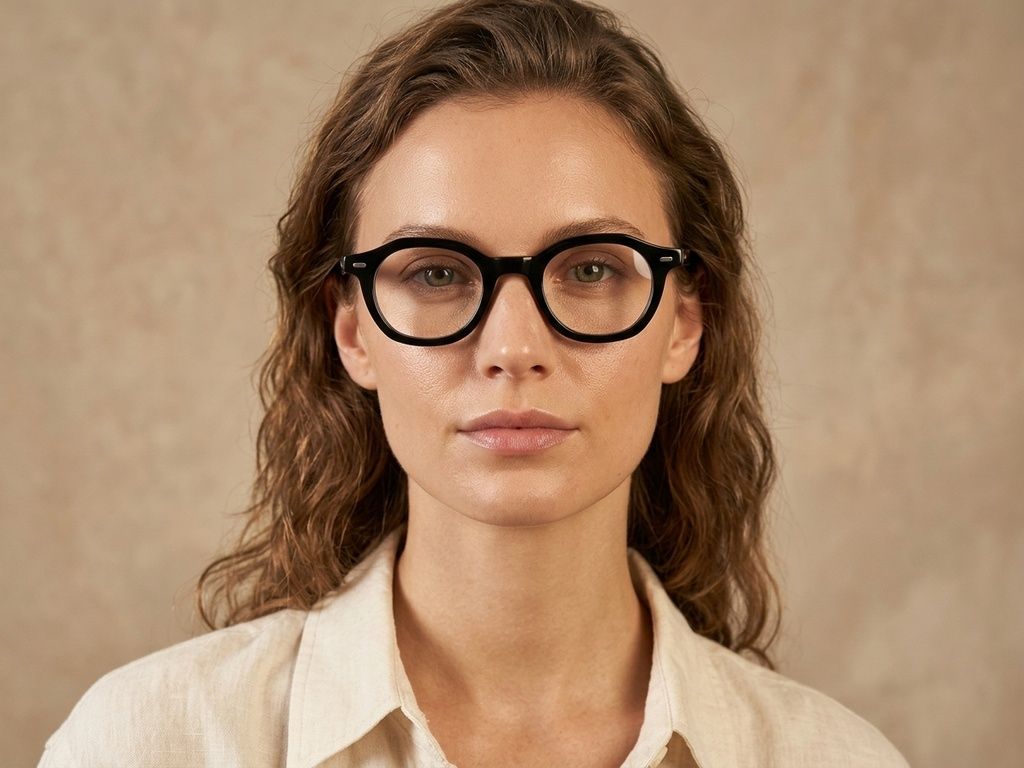 Occhiali ovali in acetato nero #BS0218-0394