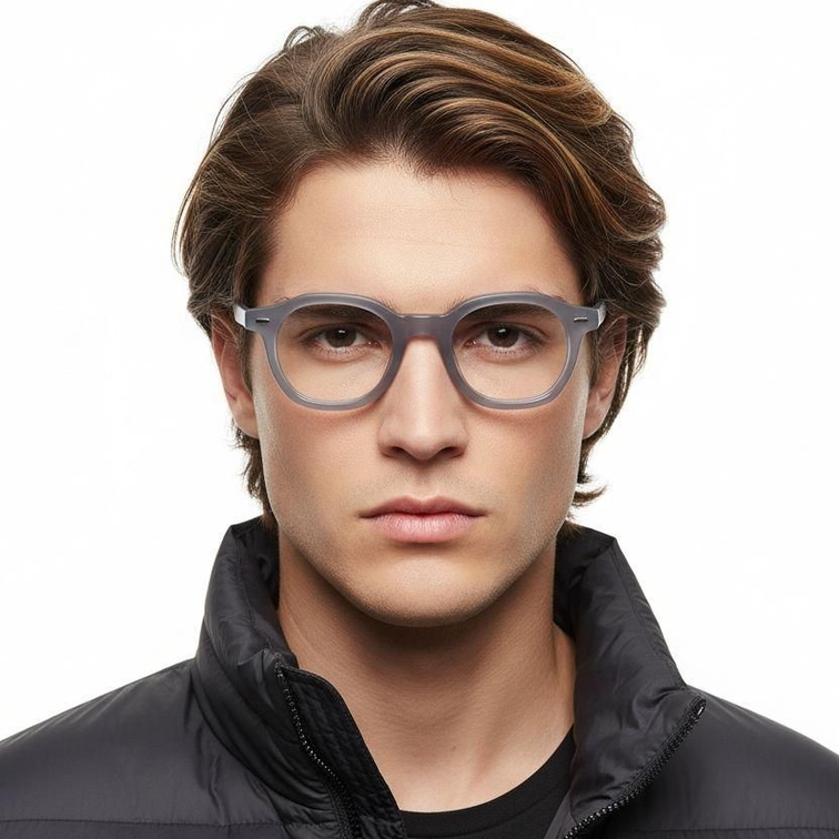 Oval Grey Acetate Glasses #BS0218-0395