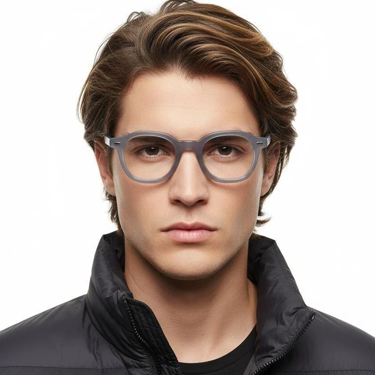 Oval Grey Acetate Glasses #BS0218-0395