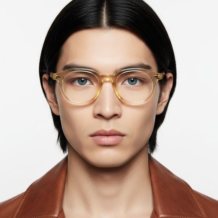 Oval Yellow Acetate Glasses #BS0218-0397