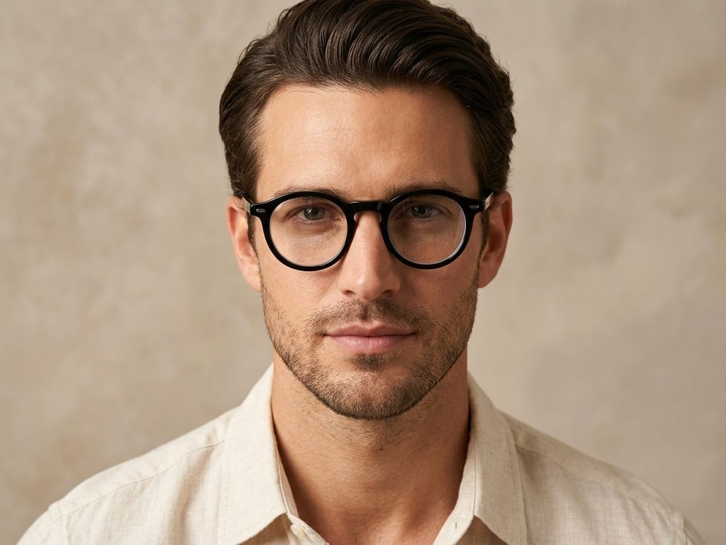 Round Black Acetate Glasses #BS0218-0398