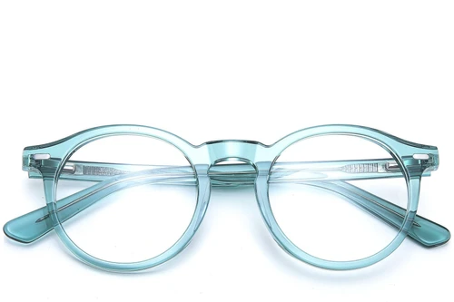Round Blue Acetate Glasses #BS0218-0401