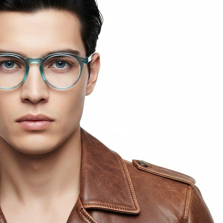 Round Green Acetate Glasses #BS0218-0401