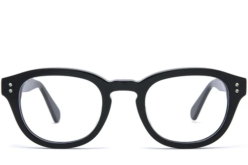 Lunettes ovales en acétate noir #BS0218-0406