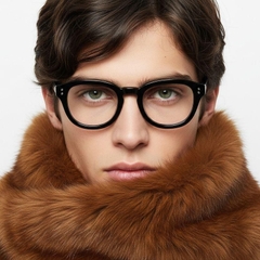 Gafas ovaladas de acetato negro #BS0218-0406