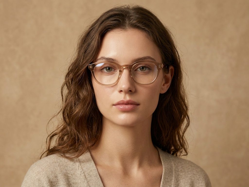 Lunettes ovales en acétate brun #BS0218-0407