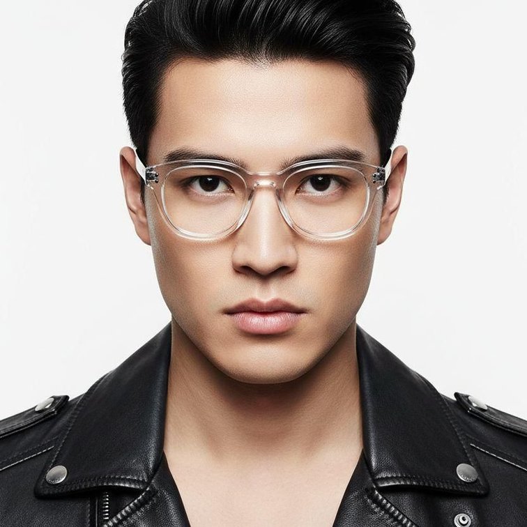 Gafas ovaladas de acetato transparente #BS0218-0408