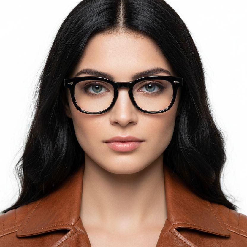 Rectangular Black Acetate Glasses #BS0218-0410