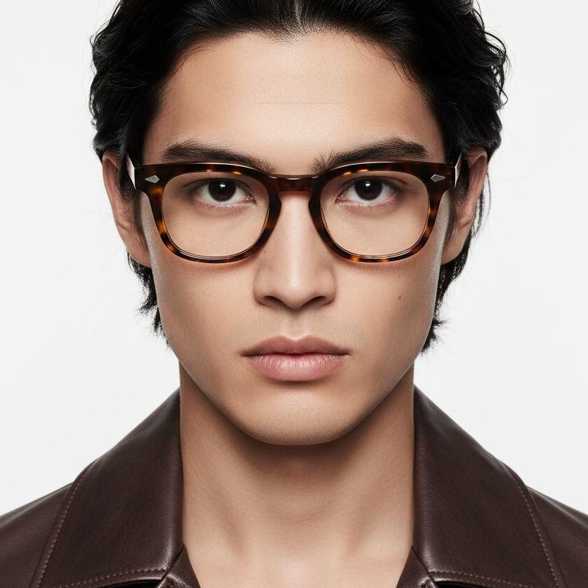 Rectangular Tortoiseshell Acetate Glasses #BS0218-0411