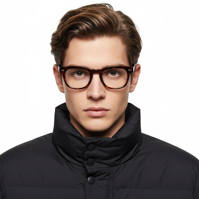 Rectangular Tortoiseshell Acetate Glasses #BS0218-0415
