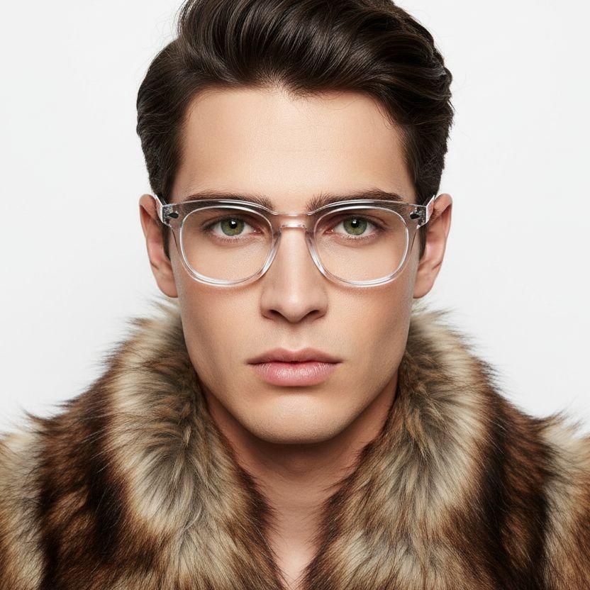 Gafas rectangulares de acetato transparente #BS0218-0416