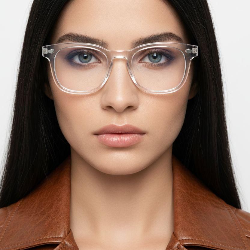 Rectangular Transparent Acetate Glasses #BS0218-0416