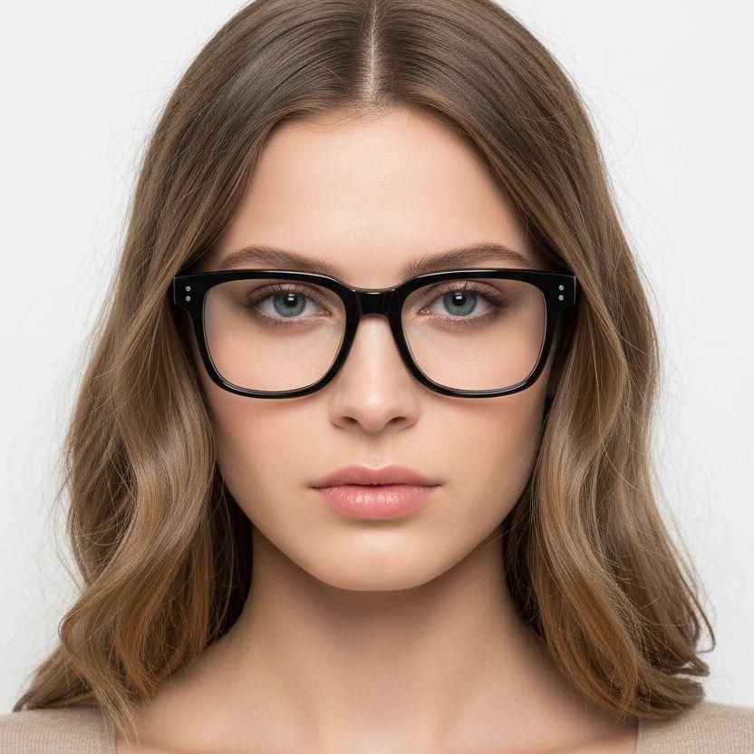 Gafas rectangulares de acetato negro #BS0218-0418