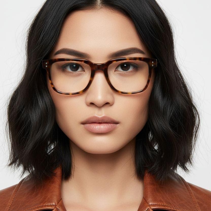 Rectangular Tortoiseshell Acetate Glasses #BS0218-0420