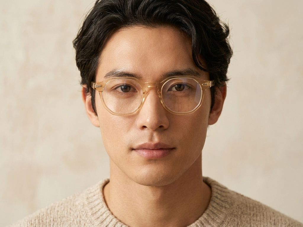 Oval Yellow Acetate Glasses #BS0218-0425