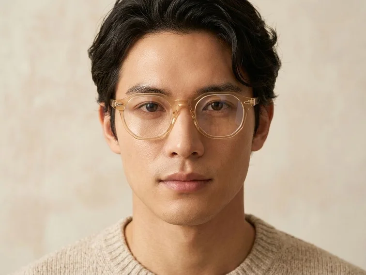 Oval Yellow Acetate Glasses #BS0218-0425
