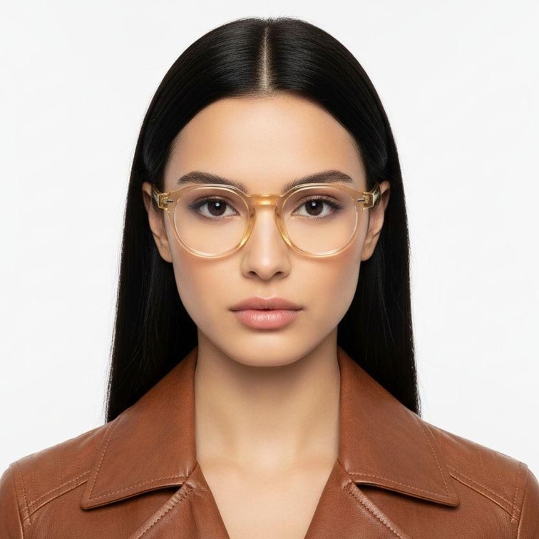 Oval Yellow Acetate Glasses #BS0218-0425