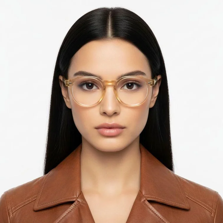 Oval Yellow Acetate Glasses #BS0218-0425