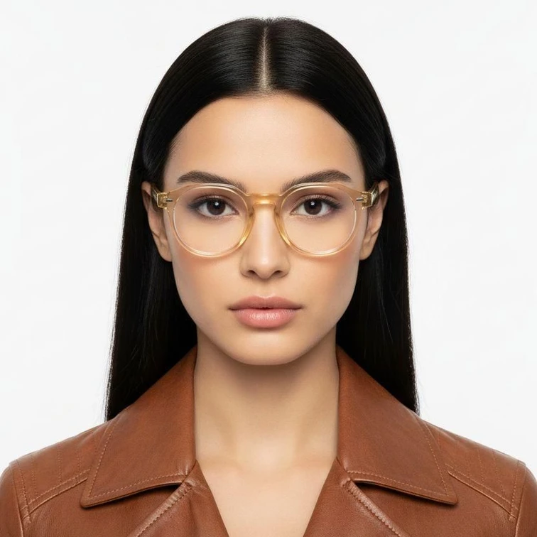 Gafas ovaladas de acetato amarillo #BS0218-0425