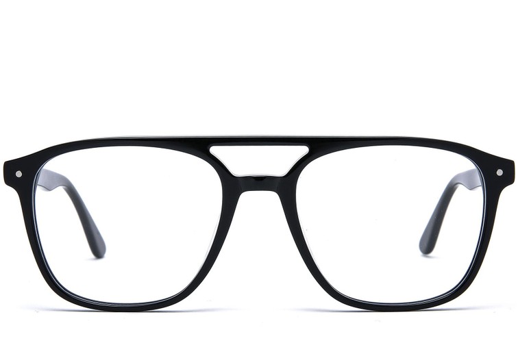 Aviator-Brille aus schwarzem Acetat #BS0218-0426