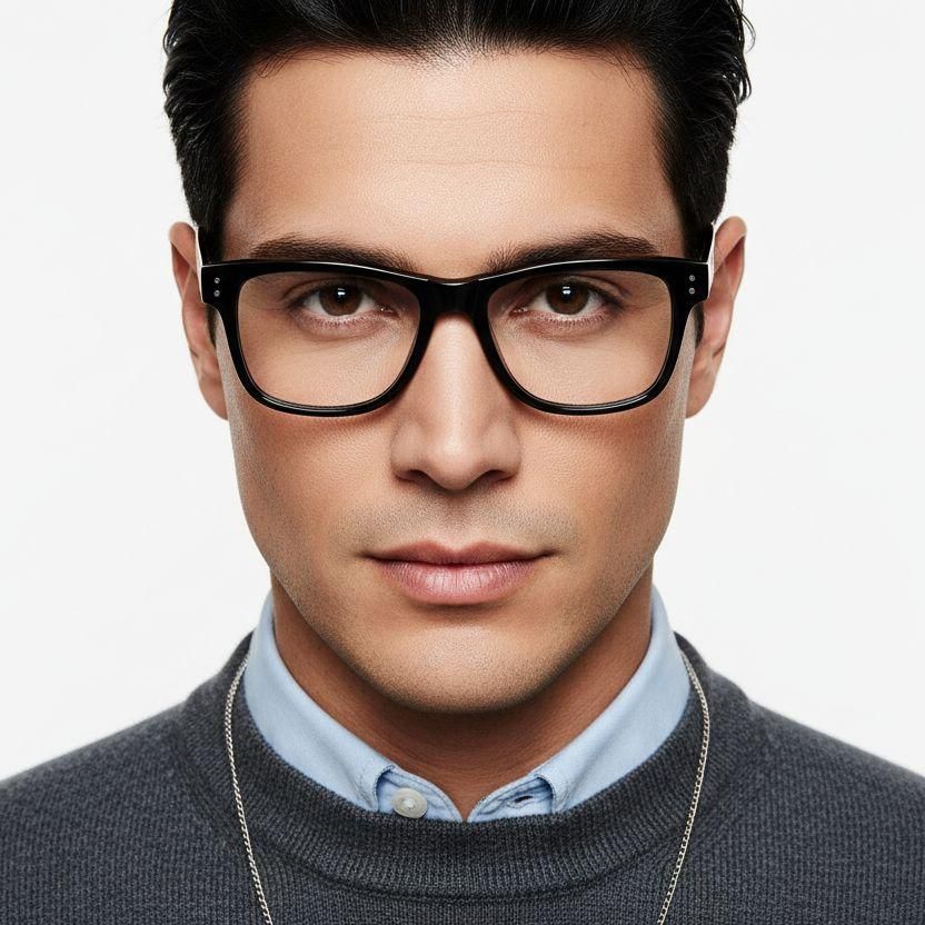 Rectangular Black Acetate Glasses #BS0218-0430