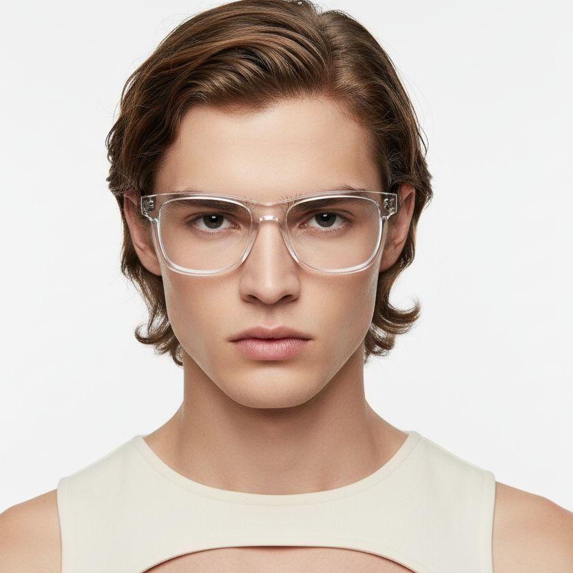 Rectangular Transparent Acetate Glasses #BS0218-0433