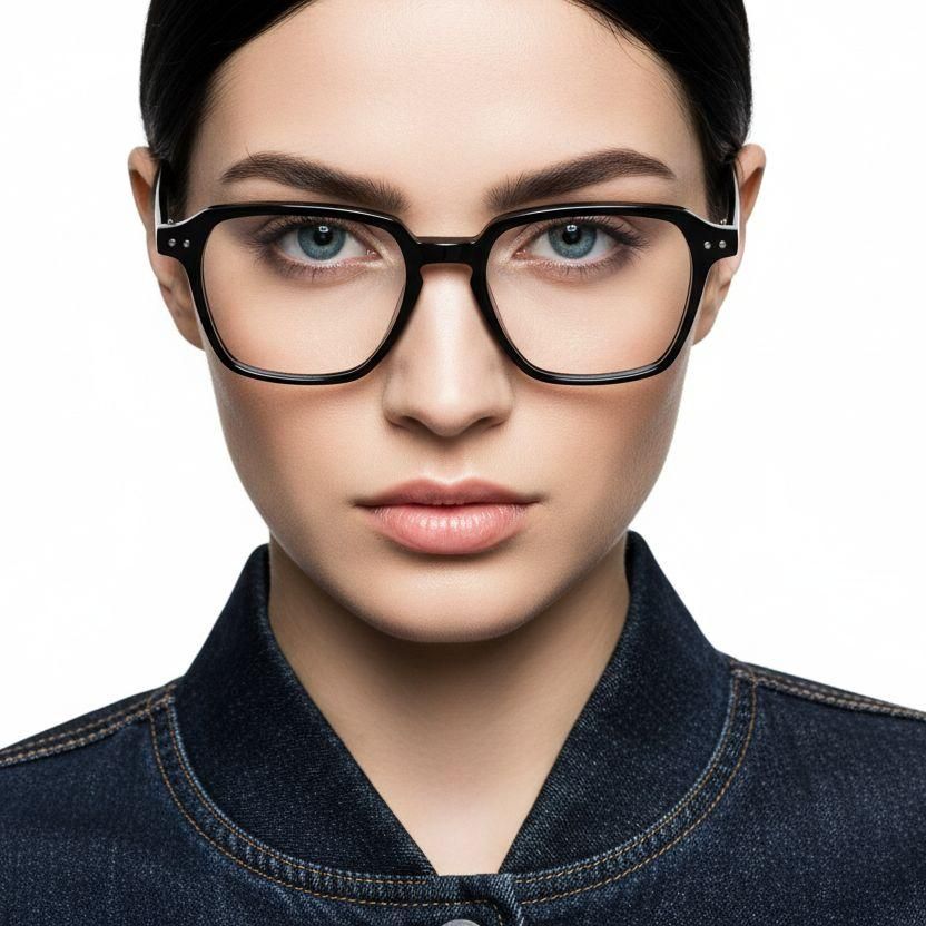 Rectangular Black Acetate Glasses #BS0218-0434