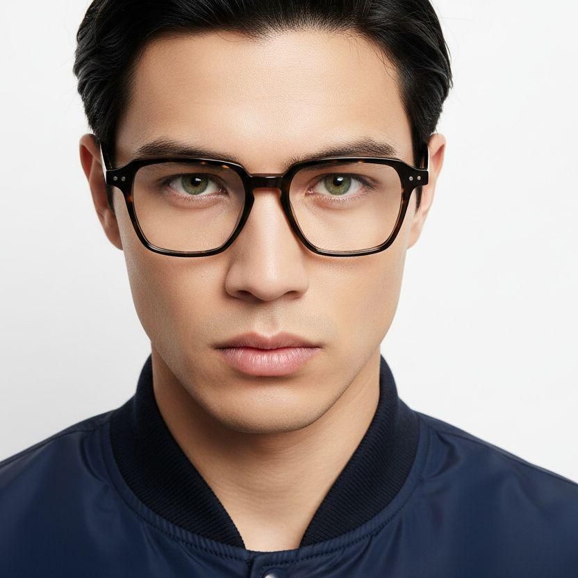 Rectangular Tortoiseshell Acetate Glasses #BS0218-0436