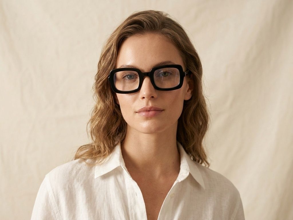 Rectangular Black Acetate Glasses #BS0218-0438