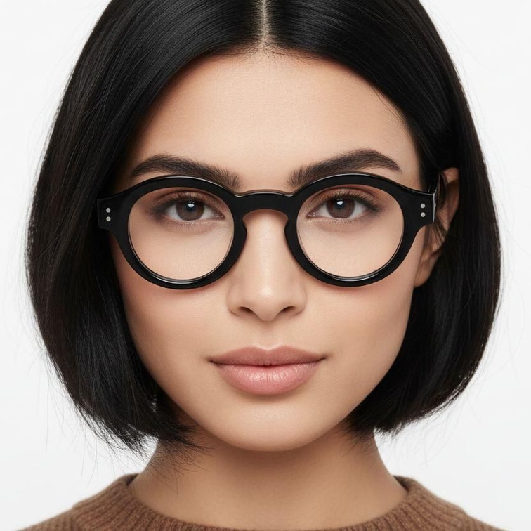 Round Black Acetate Glasses #BS0218-0447