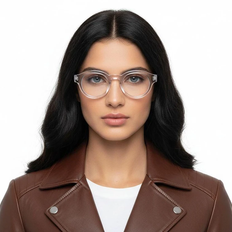 Round Transparent Acetate Glasses #BS0218-0449