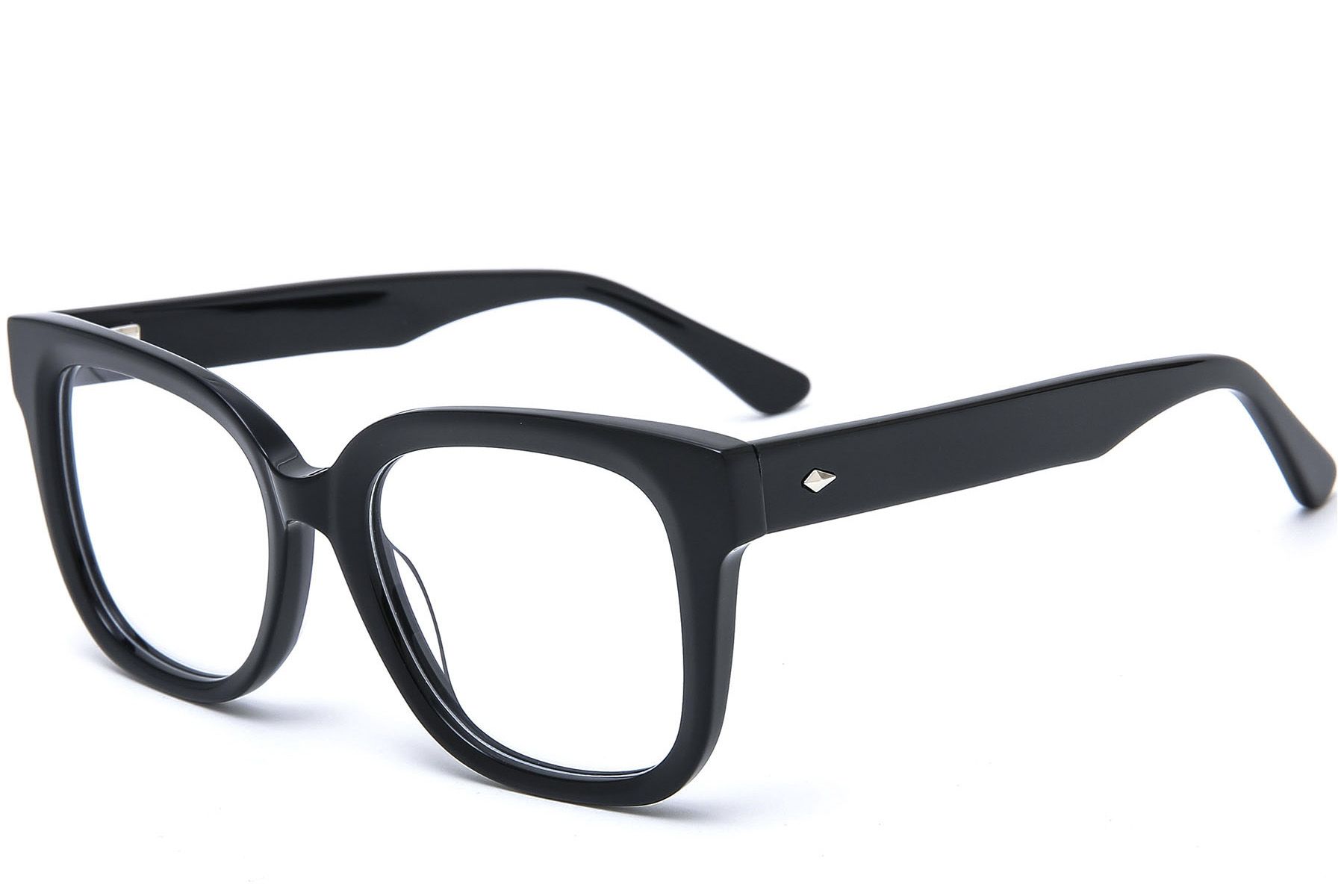 Gafas rectangulares de acetato negro #BS0218-0453