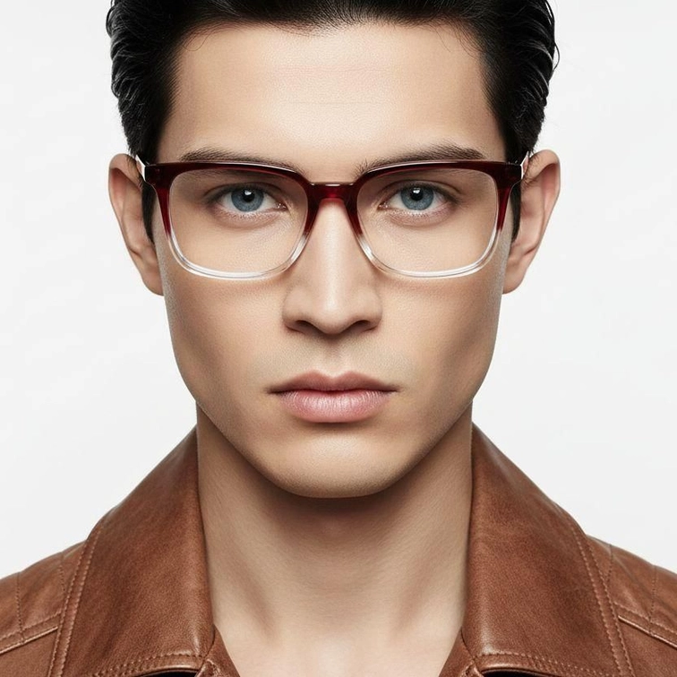 Rectangular Red Acetate Glasses #BS0218-0458