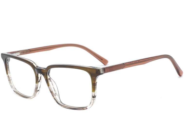 Rectangular Brown Acetate Glasses #BS0218-0459