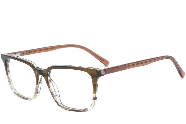 Gafas rectangulares de acetato marrón #BS0218-0459
