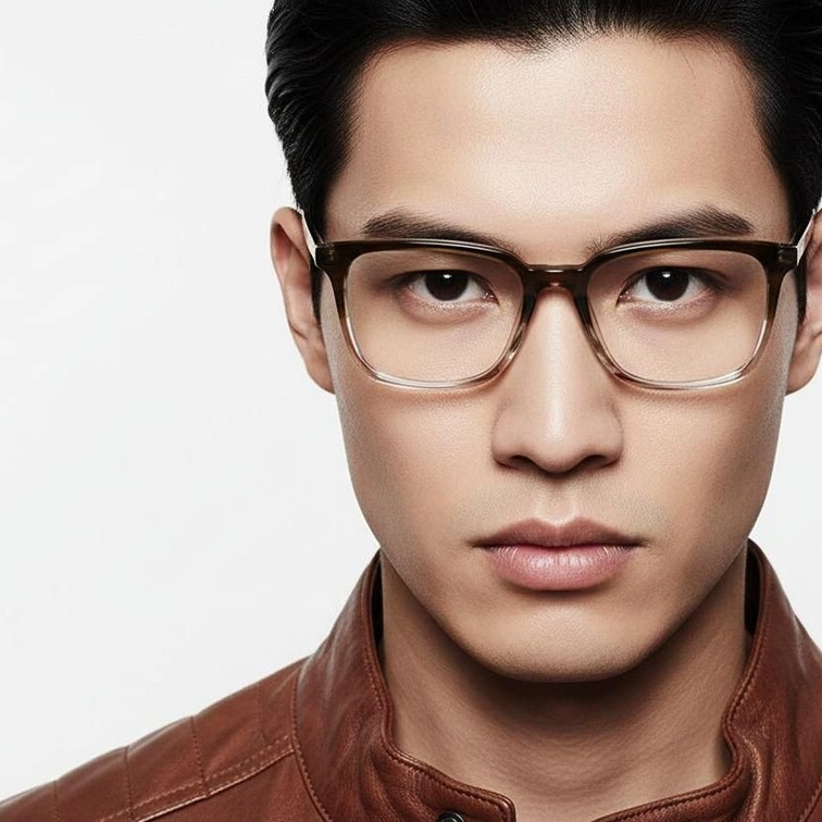 Rectangular Brown Acetate Glasses #BS0218-0459