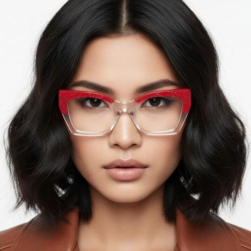 Lunettes papillon en acétate rouge #BS0218-0461