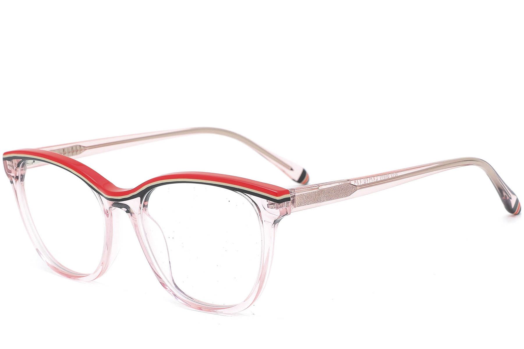 Gafas ovaladas de acetato rosa #BS0218-0465