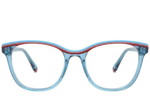 Lunettes ovales en acétate bleu #BS0218-0467