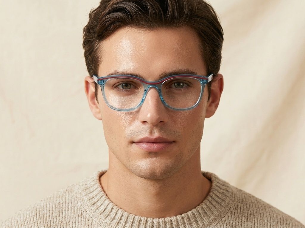 Occhiali ovali in acetato blu #BS0218-0467