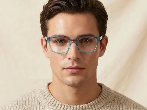 Lunettes ovales en acétate bleu #BS0218-0467