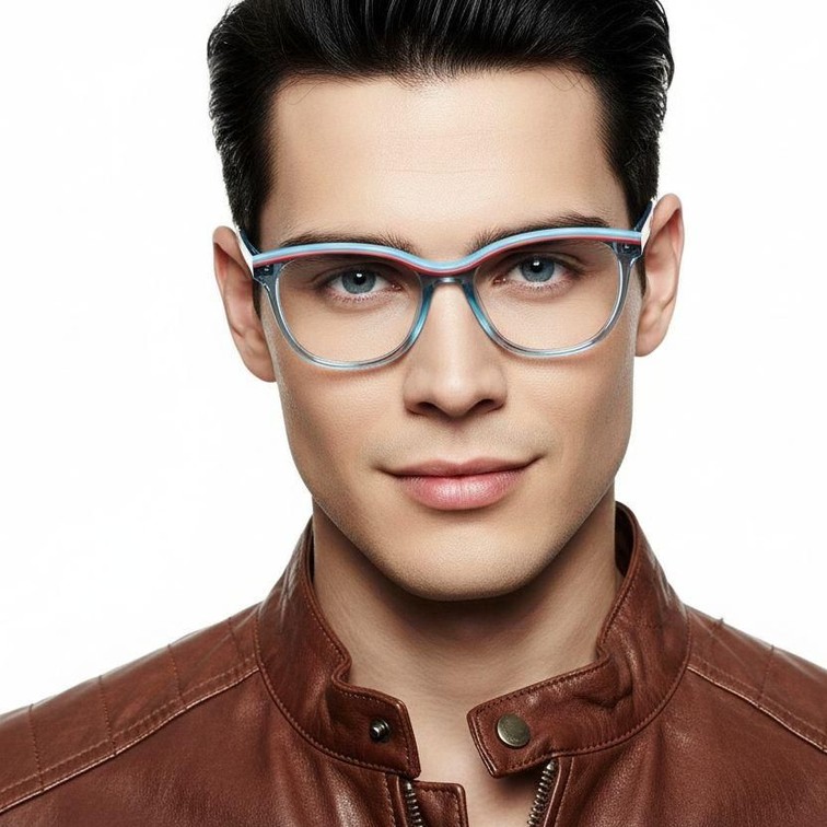 Gafas ovaladas de acetato azul #BS0218-0467