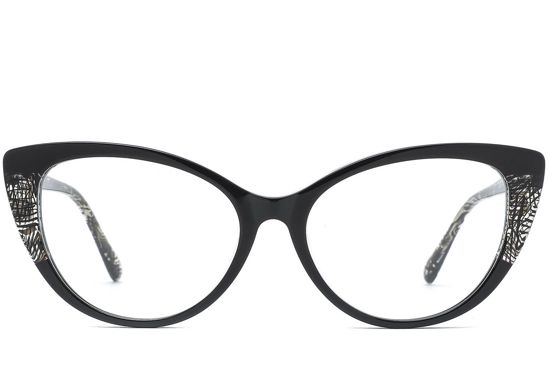 Gafas de acetato negras con forma de mariposa #BS0218-0468